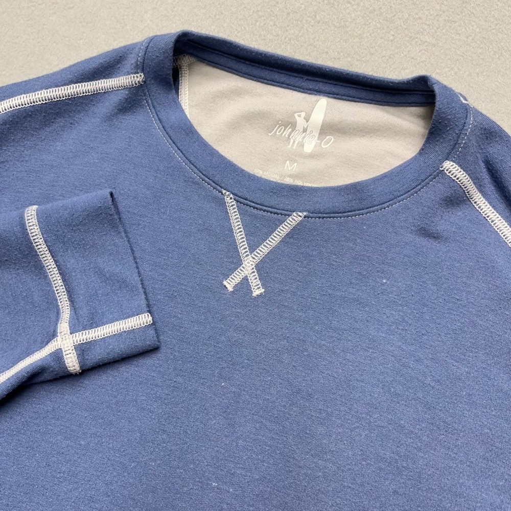 Johnnie-O Mens Blue Contrast Stitch Modal Blend Pullover Sweatshirt Size M‎